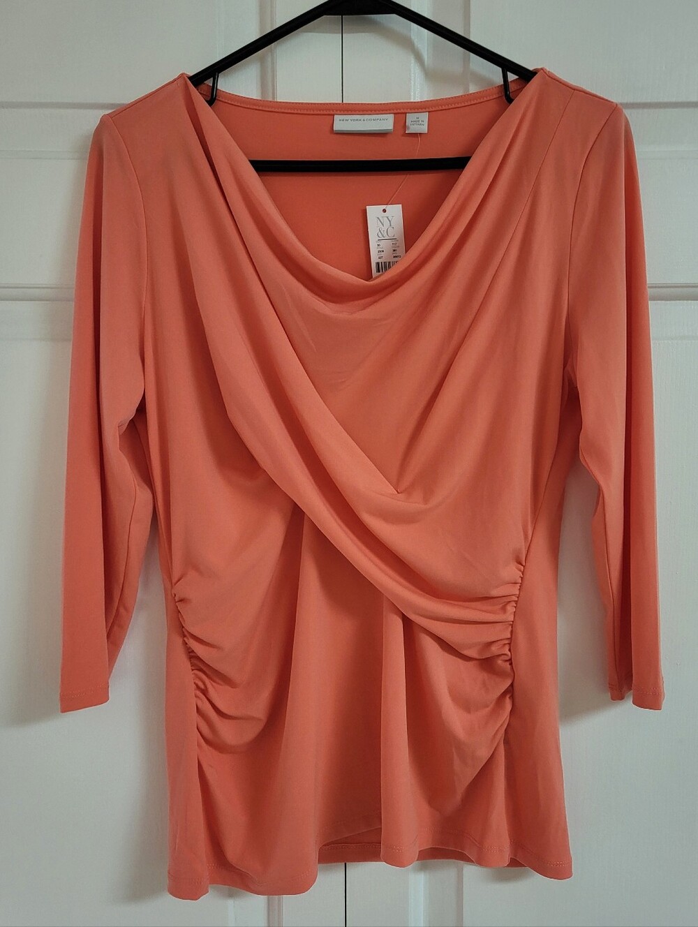 New York & Company Coral Draped Cowl Neck Blouse - Size Medium - NWT